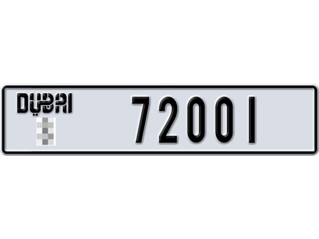 Dubai Plate number  * 72001 for sale - Long layout, Dubai logo, Full view