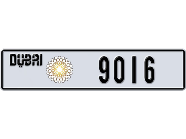 Dubai Plate number T 9016 for sale - Long layout, Dubai logo, Full view