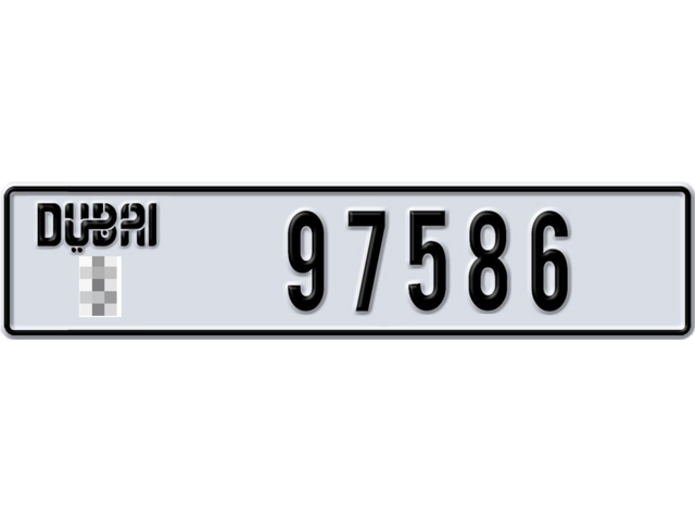 Dubai Plate number  * 97586 for sale - Long layout, Dubai logo, Full view