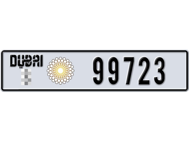 Dubai Plate number  * 99723 for sale - Long layout, Dubai logo, Full view