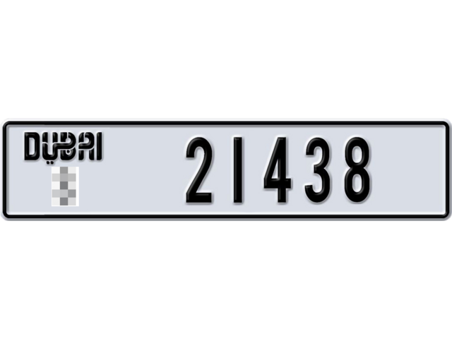 Dubai Plate number  * 21438 for sale - Long layout, Dubai logo, Full view