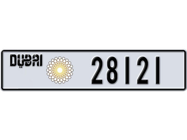 Dubai Plate number U 28121 for sale - Long layout, Dubai logo, Full view