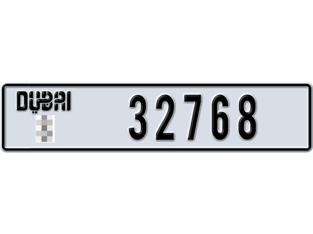 Dubai Plate number  * 32768 for sale - Long layout, Dubai logo, Full view