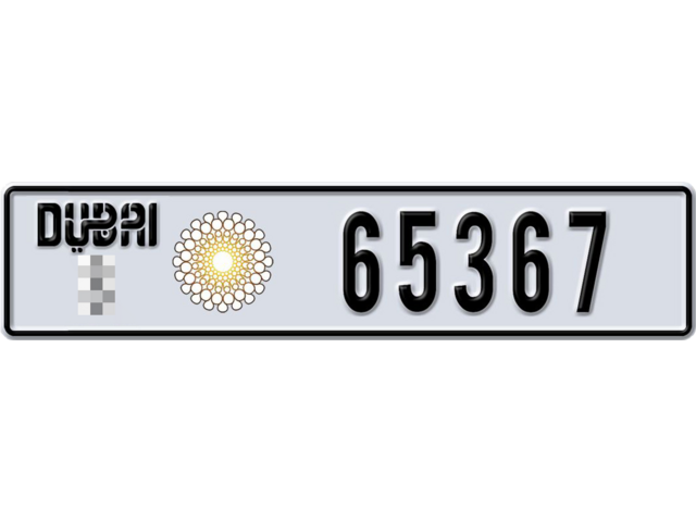 Dubai Plate number  * 65367 for sale - Long layout, Dubai logo, Full view