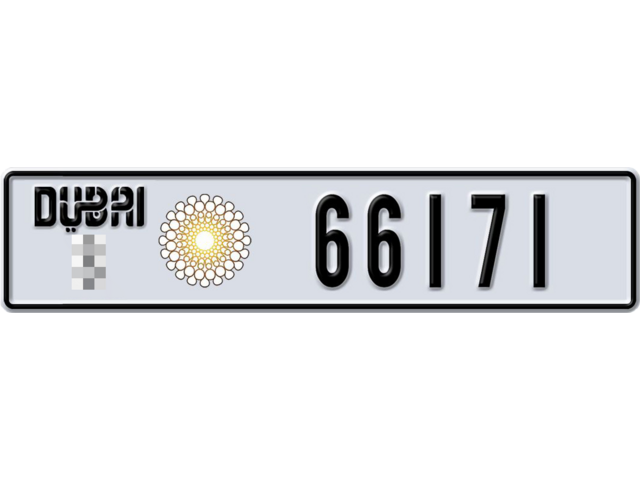 Dubai Plate number  * 66171 for sale - Long layout, Dubai logo, Full view