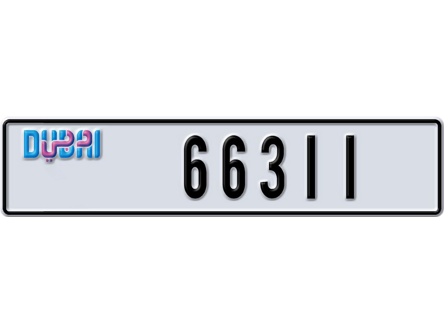 Dubai Plate number U 66311 for sale - Long layout, Dubai logo, Full view