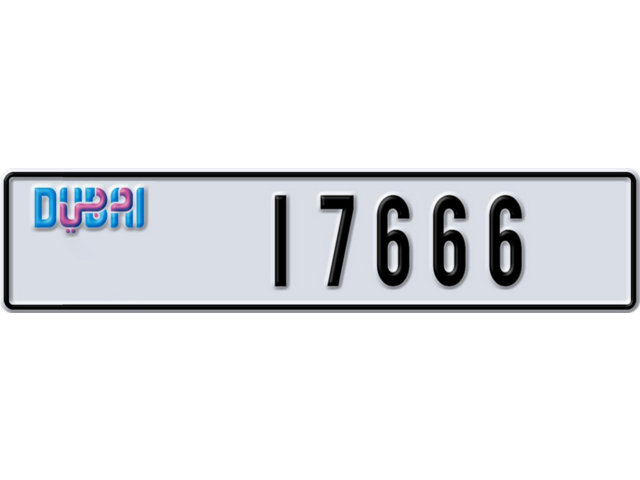 Dubai Plate number V 17666 for sale - Long layout, Dubai logo, Full view