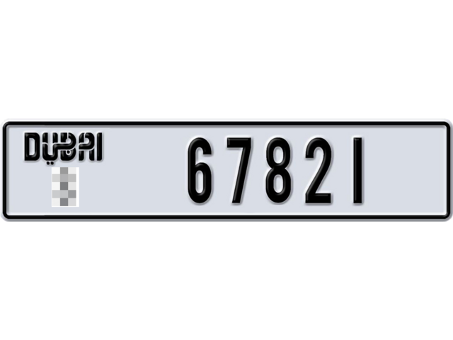 Dubai Plate number  * 67821 for sale - Long layout, Dubai logo, Full view