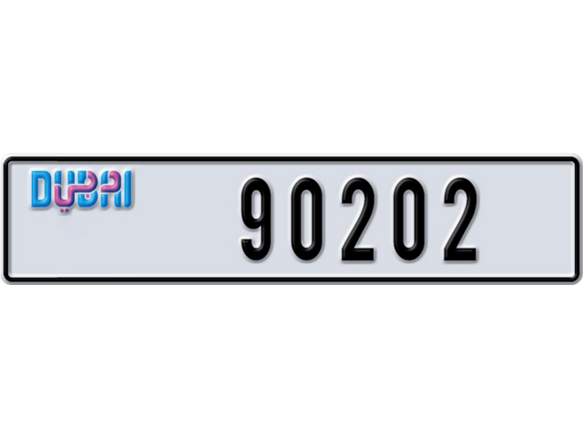 Dubai Plate number V 90202 for sale - Long layout, Dubai logo, Full view