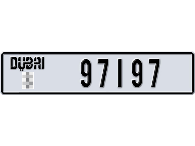 Dubai Plate number  * 97197 for sale - Long layout, Dubai logo, Full view