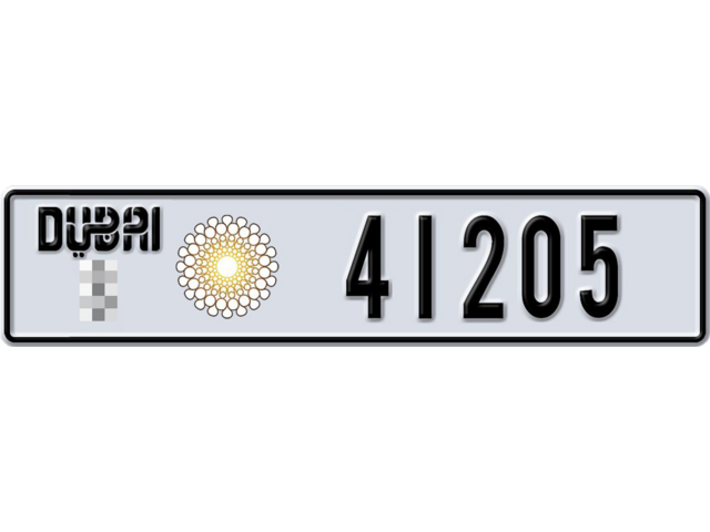 Dubai Plate number  * 41205 for sale - Long layout, Dubai logo, Full view