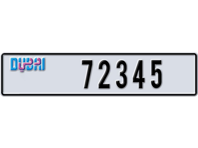 Dubai Plate number W 72345 for sale - Long layout, Dubai logo, Full view