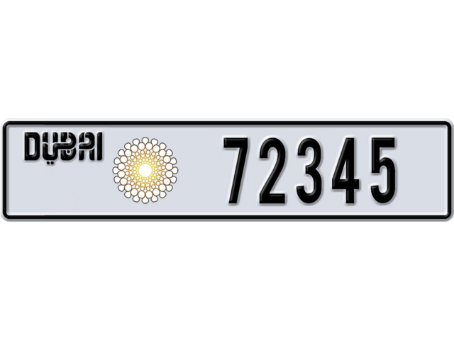 Dubai Plate number W 72345 for sale - Long layout, Dubai logo, Full view