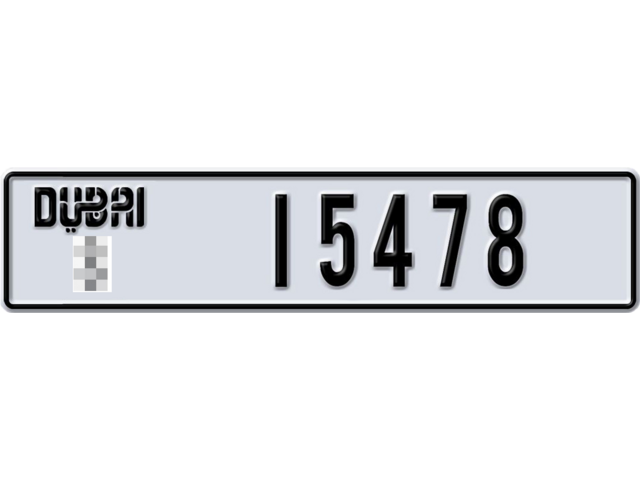 Dubai Plate number  * 15478 for sale - Long layout, Dubai logo, Full view