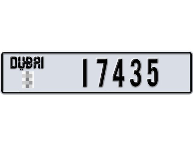 Dubai Plate number  * 17435 for sale - Long layout, Dubai logo, Full view