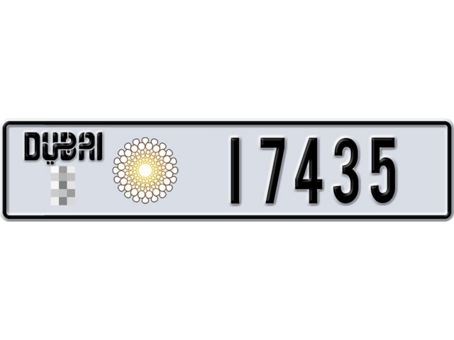 Dubai Plate number  * 17435 for sale - Long layout, Dubai logo, Full view