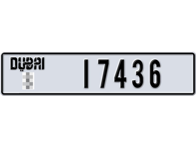 Dubai Plate number  * 17436 for sale - Long layout, Dubai logo, Full view