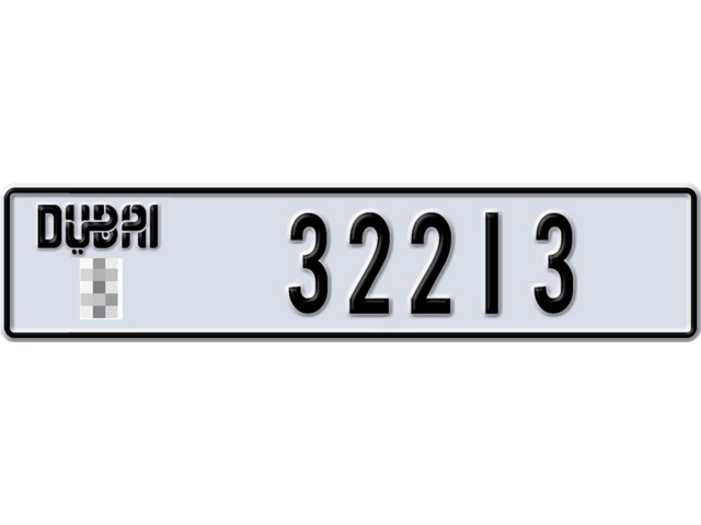 Dubai Plate number  * 32213 for sale - Long layout, Dubai logo, Full view