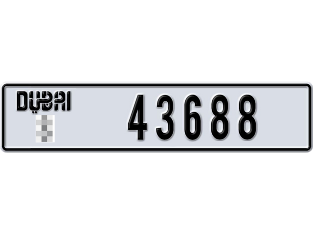 Dubai Plate number  * 43688 for sale - Long layout, Dubai logo, Full view