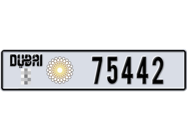 Dubai Plate number  * 75442 for sale - Long layout, Dubai logo, Full view