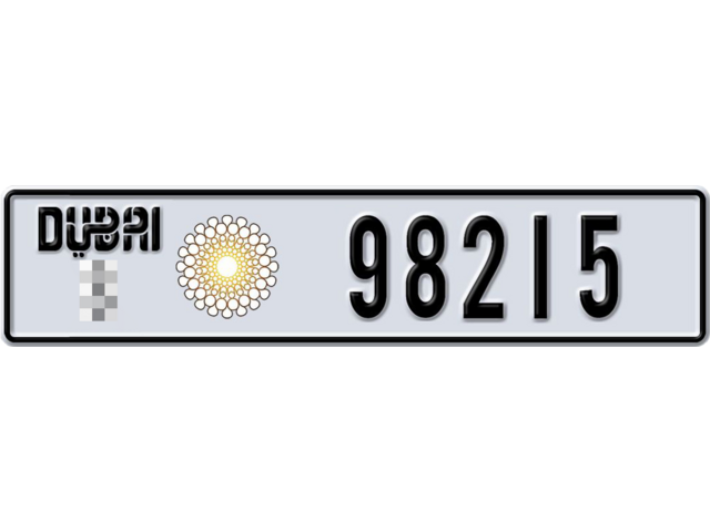 Dubai Plate number  * 98215 for sale - Long layout, Dubai logo, Full view