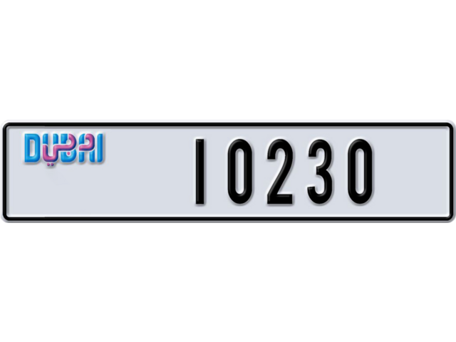 Dubai Plate number Y 10230 for sale - Long layout, Dubai logo, Full view