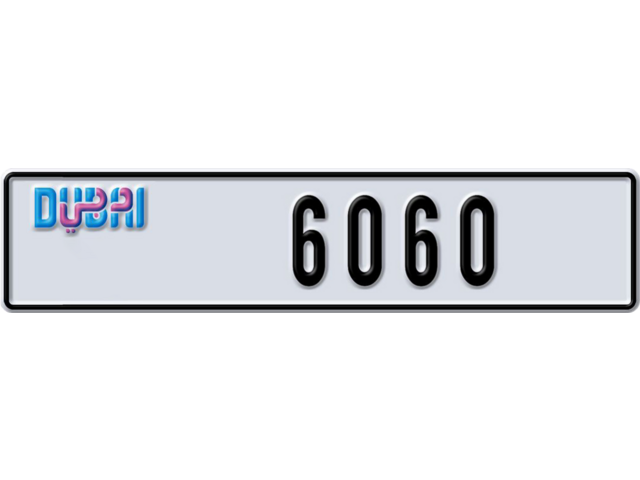 Dubai Plate number Y 6060 for sale - Long layout, Dubai logo, Full view