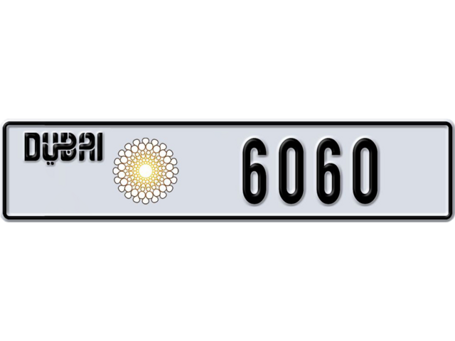 Dubai Plate number Y 6060 for sale - Long layout, Dubai logo, Full view