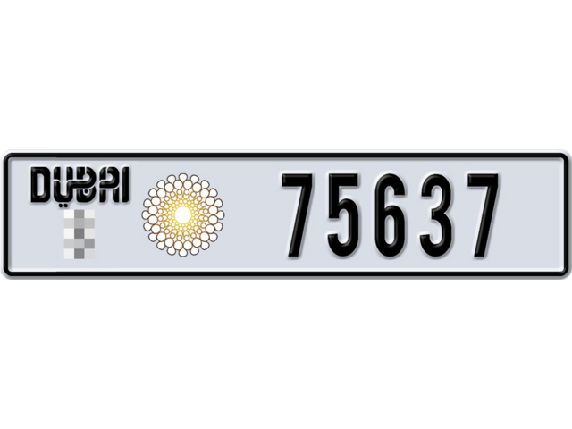 Dubai Plate number  * 75637 for sale - Long layout, Dubai logo, Full view