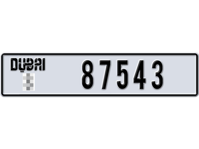 Dubai Plate number  * 87543 for sale - Long layout, Dubai logo, Full view