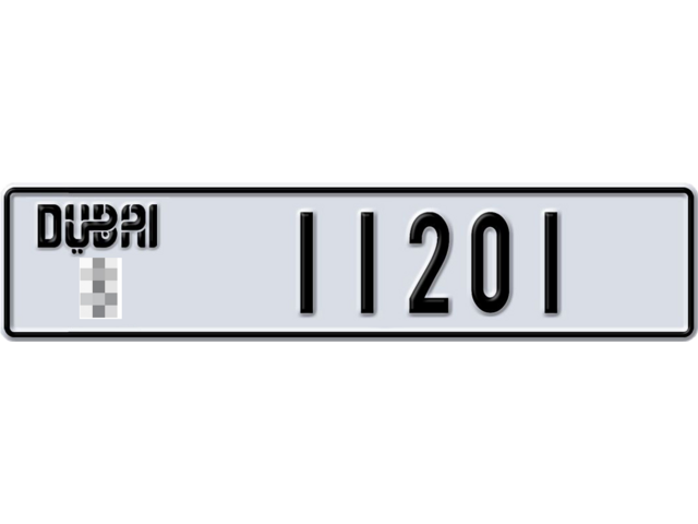 Dubai Plate number  * 11201 for sale - Long layout, Dubai logo, Full view