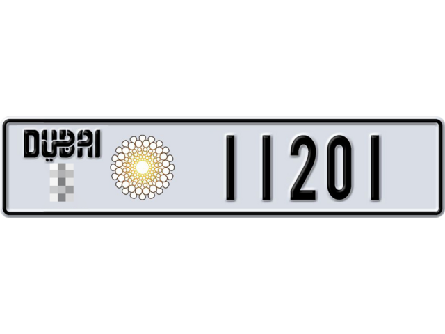 Dubai Plate number  * 11201 for sale - Long layout, Dubai logo, Full view