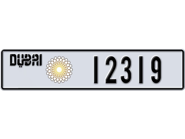 Dubai Plate number A 12319 for sale - Long layout, Dubai logo, Сlose view