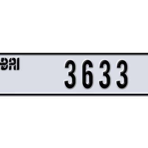 Dubai Plate number A 3633 for sale - Long layout, Dubai logo, Сlose view