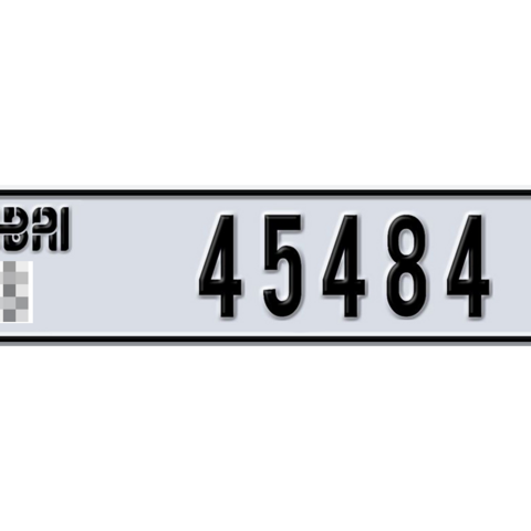 Dubai Plate number  * 45484 for sale - Long layout, Dubai logo, Сlose view