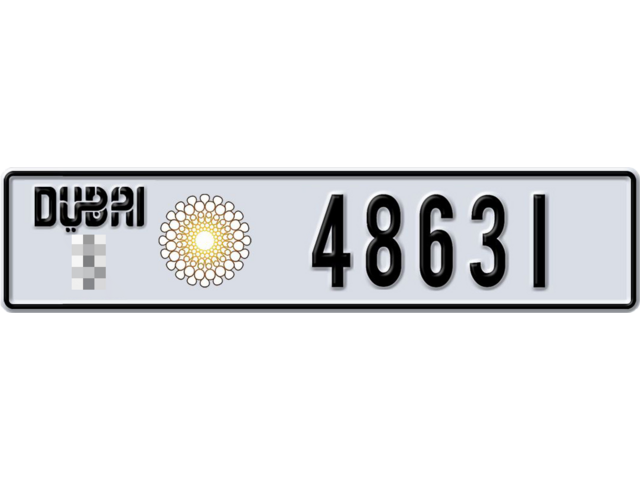 Dubai Plate number  * 48631 for sale - Long layout, Dubai logo, Сlose view