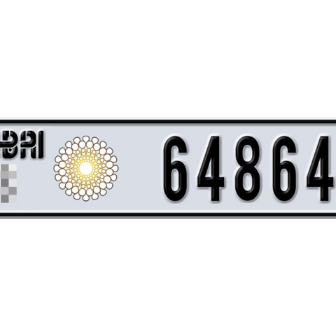 Dubai Plate number  * 64864 for sale - Long layout, Dubai logo, Сlose view