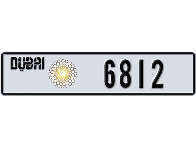 Dubai Plate number A 6812 for sale - Long layout, Dubai logo, Сlose view