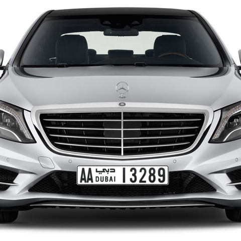 Dubai Plate number AA 13289 for sale - Long layout, Сlose view