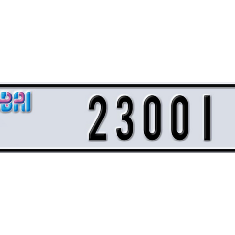 Dubai Plate number AA 23001 for sale - Long layout, Dubai logo, Сlose view