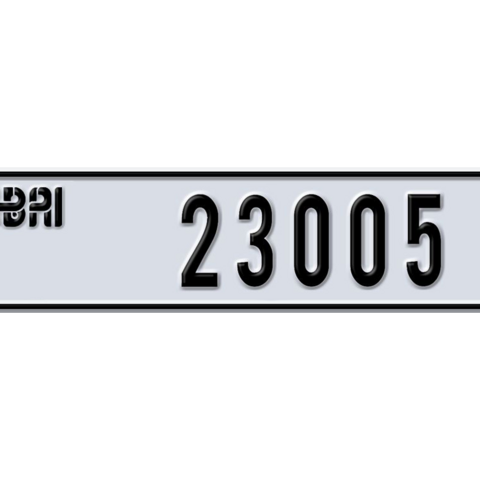 Dubai Plate number AA 23005 for sale - Long layout, Dubai logo, Сlose view