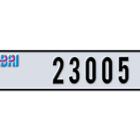 Dubai Plate number AA 23005 for sale - Long layout, Dubai logo, Сlose view