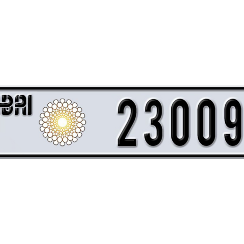 Dubai Plate number AA 23009 for sale - Long layout, Dubai logo, Сlose view