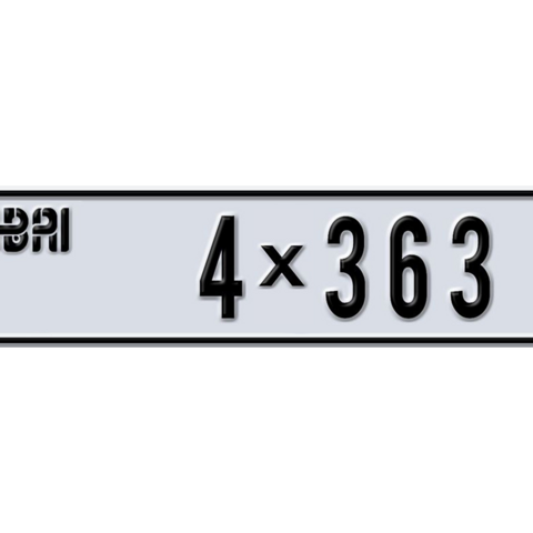 Dubai Plate number AA 4X363 for sale - Long layout, Dubai logo, Сlose view