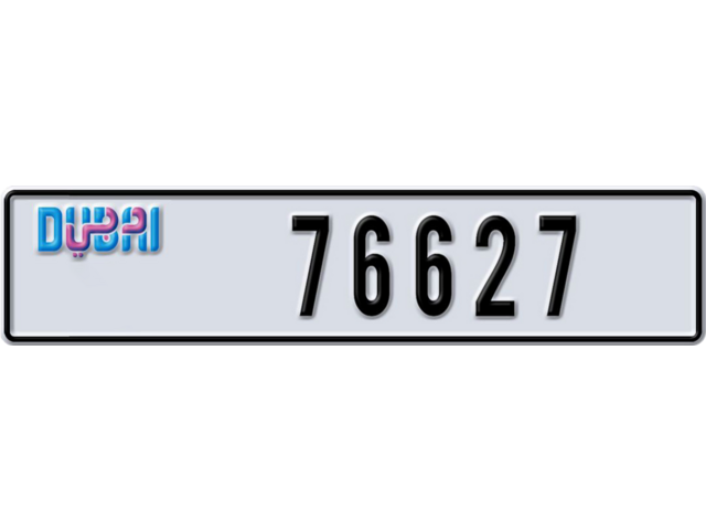 Dubai Plate number AA 76627 for sale - Long layout, Dubai logo, Сlose view