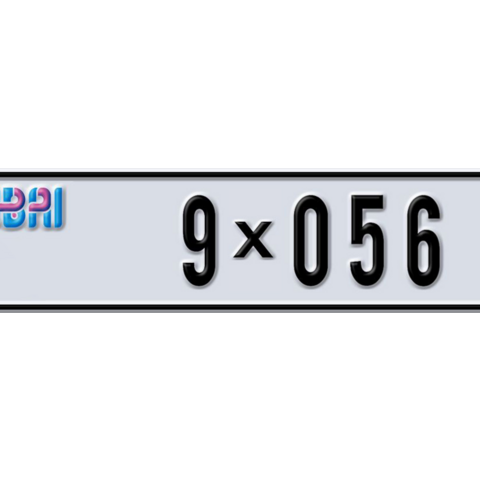 Dubai Plate number AA 9X056 for sale - Long layout, Dubai logo, Сlose view