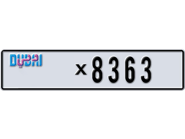 Dubai Plate number AA X8363 for sale - Long layout, Dubai logo, Сlose view