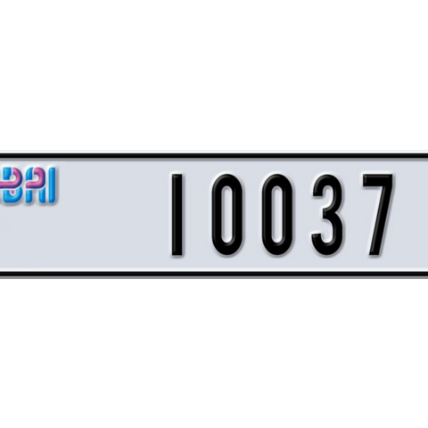 Dubai Plate number D 10037 for sale - Long layout, Dubai logo, Сlose view