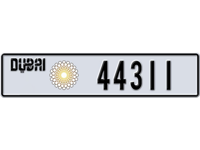 Dubai Plate number F 44311 for sale - Long layout, Dubai logo, Сlose view