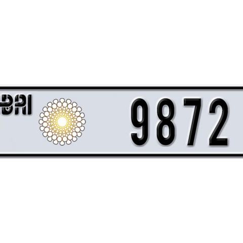 Dubai Plate number F 9872 for sale - Long layout, Dubai logo, Сlose view